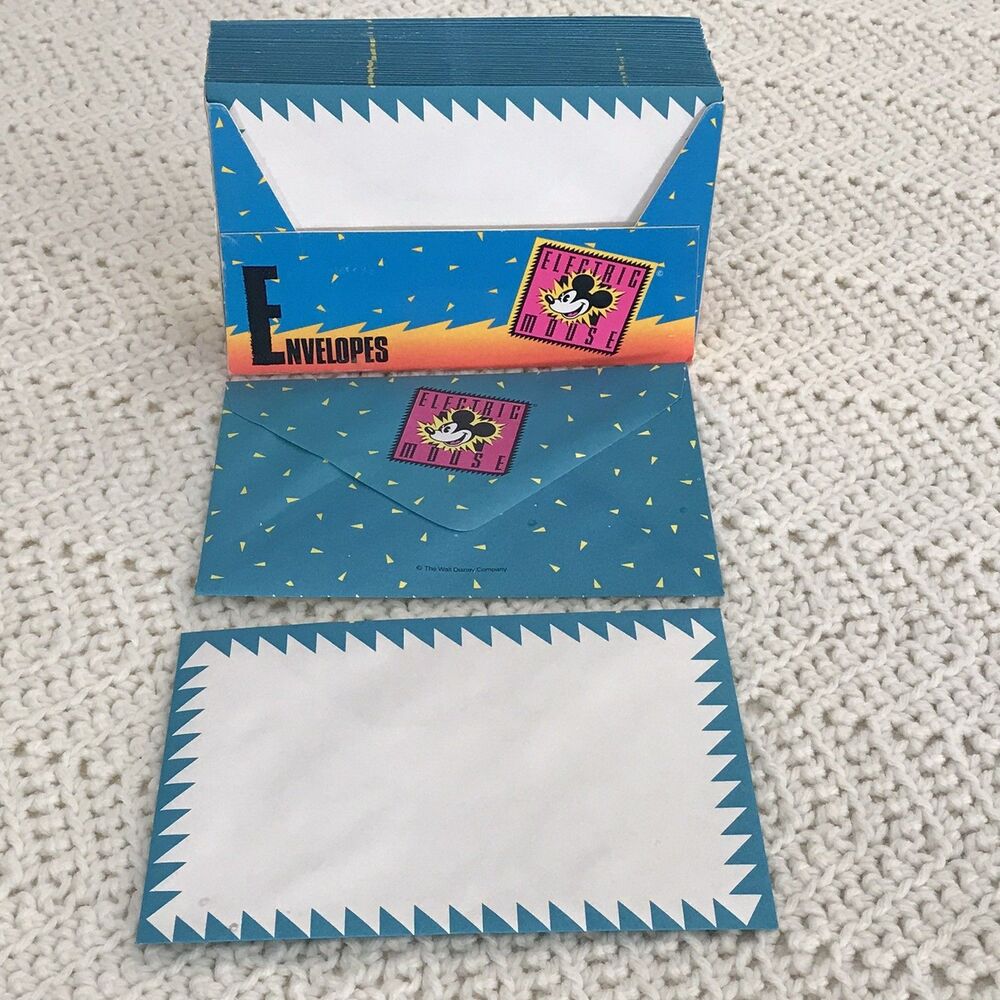 Vintage Mead Disney Electric Mickey Mouse 4x6 Envelopes Open Box 38 Envelopes